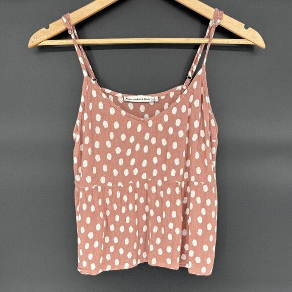Abercrombie & Fitch Women's Polka Dot Cropped Cami Top Size S Brown and White - Picture 1 of 8